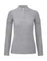 Dames Polo Lange Mouw B&C PWI13 Heather Grey